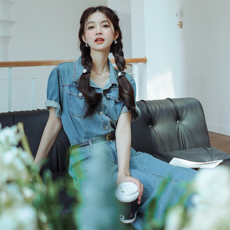 【618主推现货】上了就卖牛仔连衣裙送腰带2292-p125-k178,女装连衣裙,Mushroom
