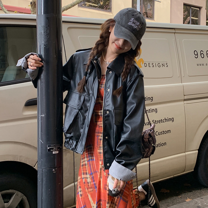 【秋季新款出货中】两面穿机车服外套2304P165K218,女装皮衣,Mushroom