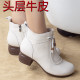 复古真皮单靴女2025春秋新款 中粗跟软皮女短靴头层牛皮加绒马丁靴