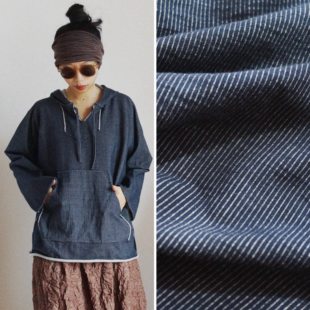 巴哈上衣 藏青白色条纹进口针织弹力面料Baja中性连帽长袖 时舟