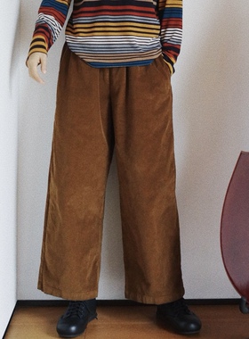 【时舟】意大利棕黄色细灯芯绒 中性百搭 百搭直筒裤 休闲宽腿裤