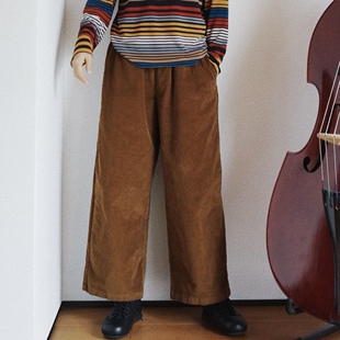 【时舟】意大利棕黄色细灯芯绒 中性百搭 百搭直筒裤 休闲宽腿裤