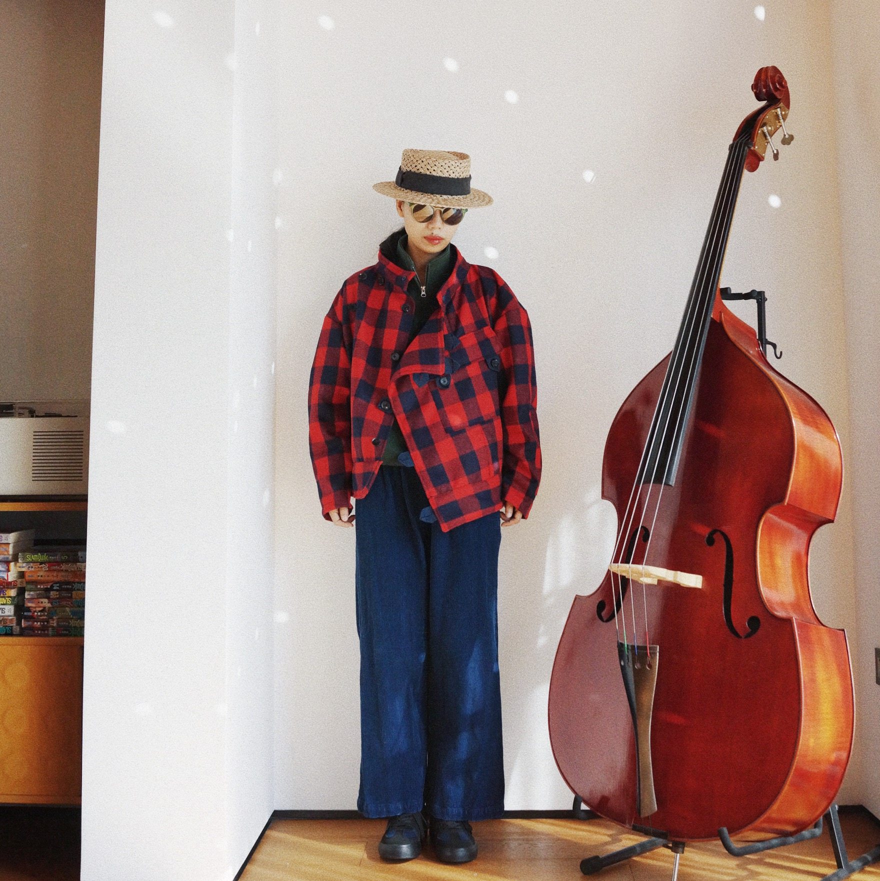 【时舟】红色藏青维希格纹羊毛 瑞典60年代 经典中性摩托车骑行服