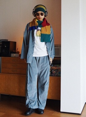 【时舟】彩色毛线 纯手工编织 冬季保暖 限量撞色流苏款围巾