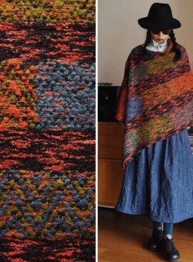 【时舟】彩色条纹羊毛 百搭叠穿保暖围巾 冬季方形披肩