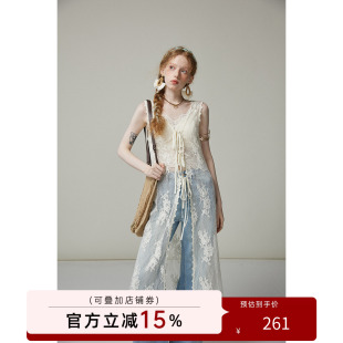 猫酱紫 蕾丝叠穿罩裙女波西米亚设计感连衣裙两件套