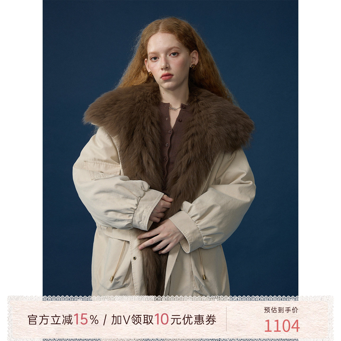 【现货】猫酱紫 暮色古堡90%白鹅绒狐狸毛领派克服高级两穿羽绒服