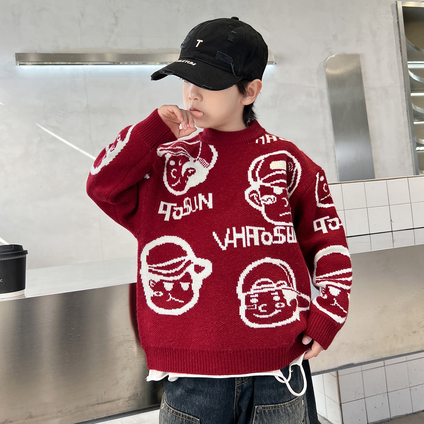 休闲秋冬季针织衫卡通男童毛衣