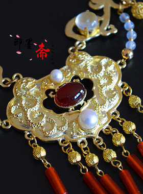 古装汉服旗袍红玛瑙水沫璎珞项圈