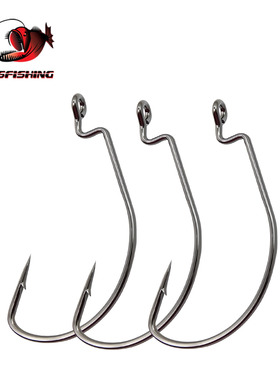 ESFISHING路亚巨物高碳钢软饵宽腹曲柄钩Worm Hook锋利加粗高强度