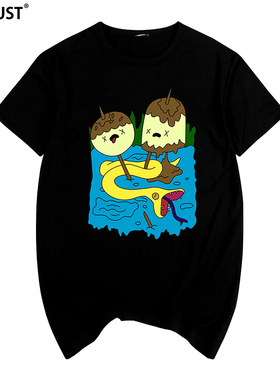 探险活宝短袖T恤Adventure Time卡通动漫搞笑眼镜蛇青少年涂鸦