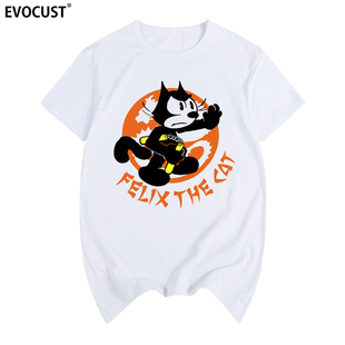 菲利克斯猫Felix短袖T恤卡通动漫复古怀旧双节棍涂鸦休闲男女美式