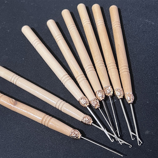 接发驳发专用木柄钩针带舌头假发接发勾针羽毛接发钩针串珠钩针