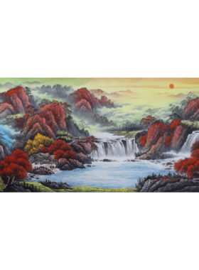 小八尺纯手绘中式山水国画未裱
