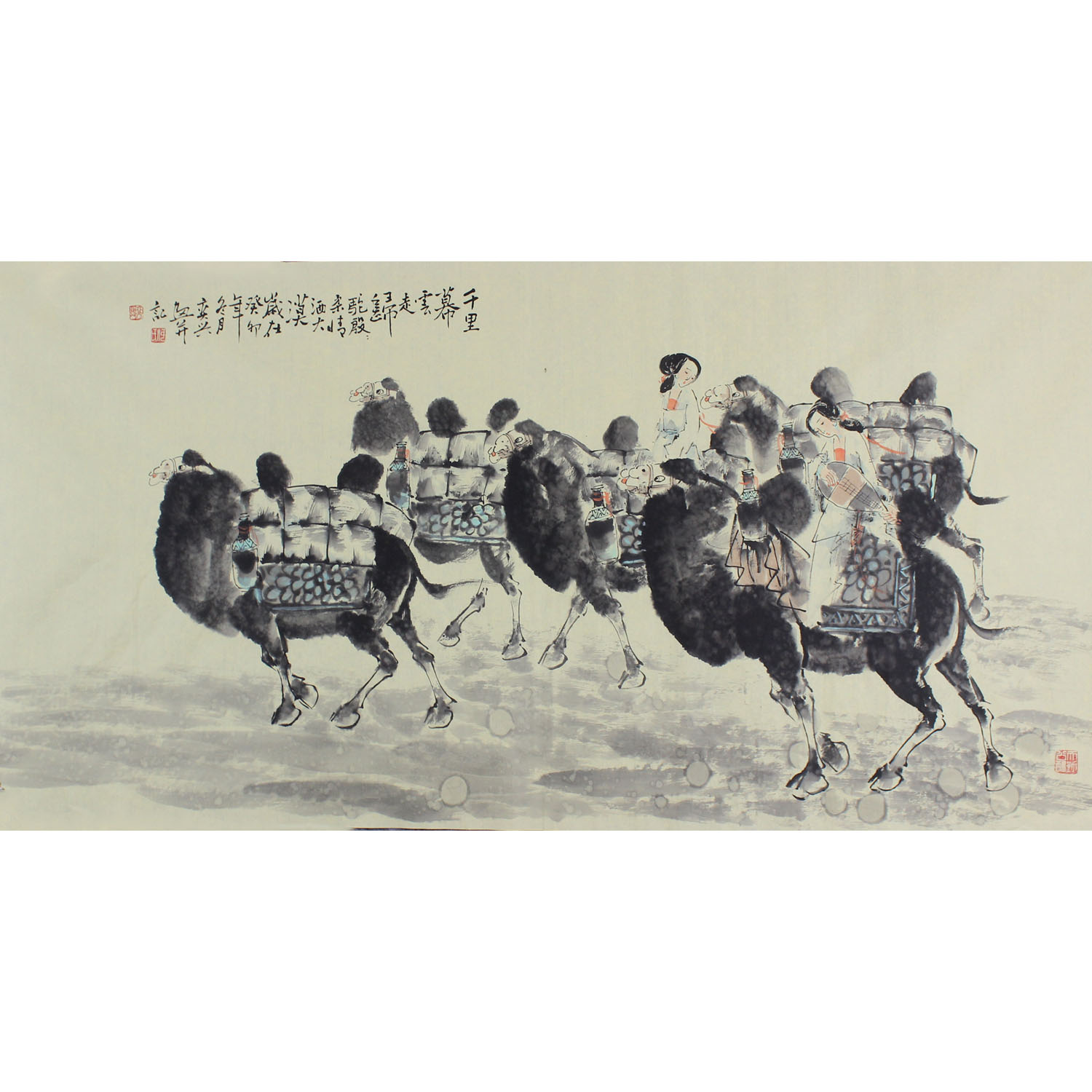 纯手绘四尺动物画客厅书房玄关装饰画挂画沙漠风格画  骆驼字画图片