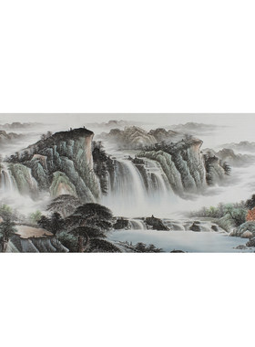 国画山水画纯手绘小六尺水墨字画厅室酒楼装饰字画源远流长风水画