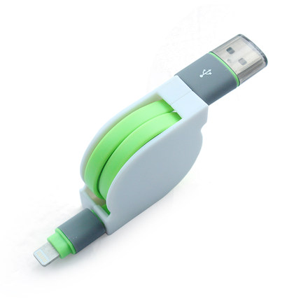 伸缩数据线 苹果ipad air智能手机通用面条iPhone5S/6plus充电线