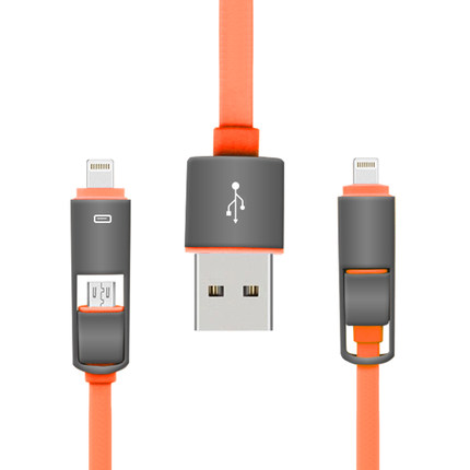 伸缩数据线 二合一拖二多功能安卓手机通用iPhone5s/6Plus充电线