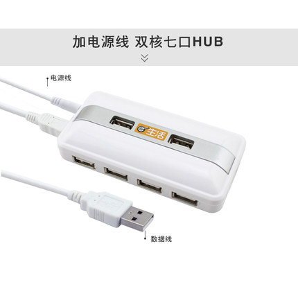 相伴一生usb分线器 带电源线 USB电脑HUB多接口扩展7口集线器长线