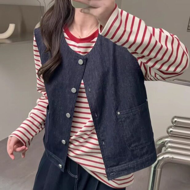 复古时髦叠穿百搭休闲牛仔外套女