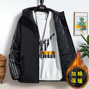 初冬胖子夹棉夹克棉服男薄棉袄 男装 秋冬男士 棉衣二棉加棉外套大码