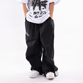 儿童嘻哈演出服少儿炸街宽松运动长裤 街舞hiphop潮服bboy束脚裤 子