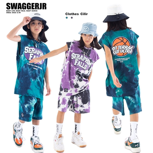 女童夏 背心少儿演出服装 街舞儿童潮服套装 男童嘻哈hiphop潮牌无袖