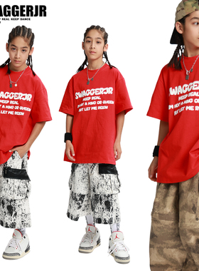 Swagger.JR儿童街舞嘻哈爵士舞短袖套装酷帅体恤衫宽松T恤表演服