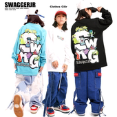 儿童演出服街舞宽松长袖 潮牌 子男童嘻哈童装 T恤套装 酷帅hiphop裤