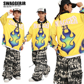 新款 hiphop炸街春秋 上衣女童嘻哈服装 儿童街舞套装 潮服酷帅Polo衫