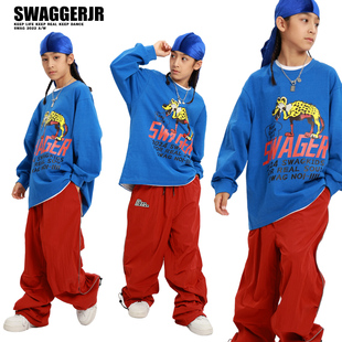 街舞儿童演出服套装女孩嘻哈风潮服hiphop炸街潮牌T恤服装春秋款