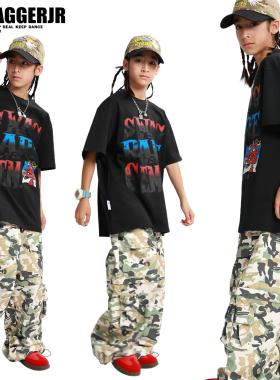 Swagger.JR儿童街舞潮服酷帅hiphop套装爵士舞演出服短袖迷彩长裤