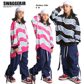 套装 儿童街舞演出服秋冬嘻哈拼色polo衫 牛仔裤 街舞hiphop儿童潮服