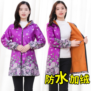 女收腰显瘦防水加绒羽绒服罩衣围裙工作服拉长身高比例 小蛮腰