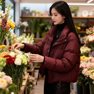 牛津布国标鸭绒羽绒服女2025冬季新款中青年妈妈宽松保暖百搭外套