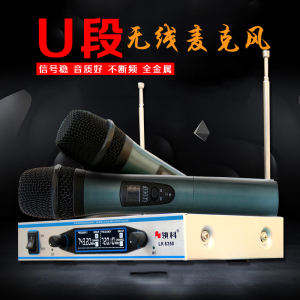 无线话筒 一拖二U段舞台家用ktv全民k歌麦克风唱歌会议卡拉ok演出