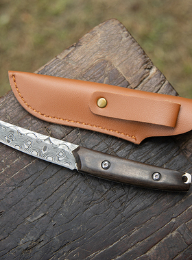 G&B 木柄小刀日本出口木柄防身刀水果刀户外烧烤刀不锈钢