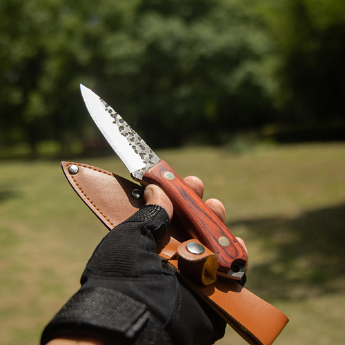 G&B锤纹木柄小刀手把肉刀