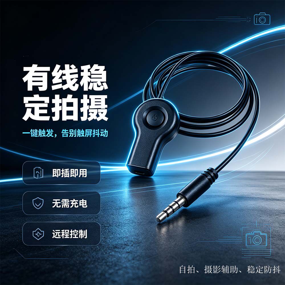 手机拍照器Type-C线控无电池稳定防抖快门通用安卓苹果手机自拍器