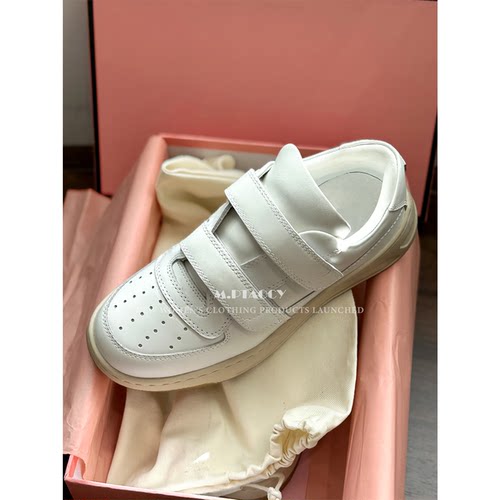 厚底魔术贴真皮休闲板鞋女