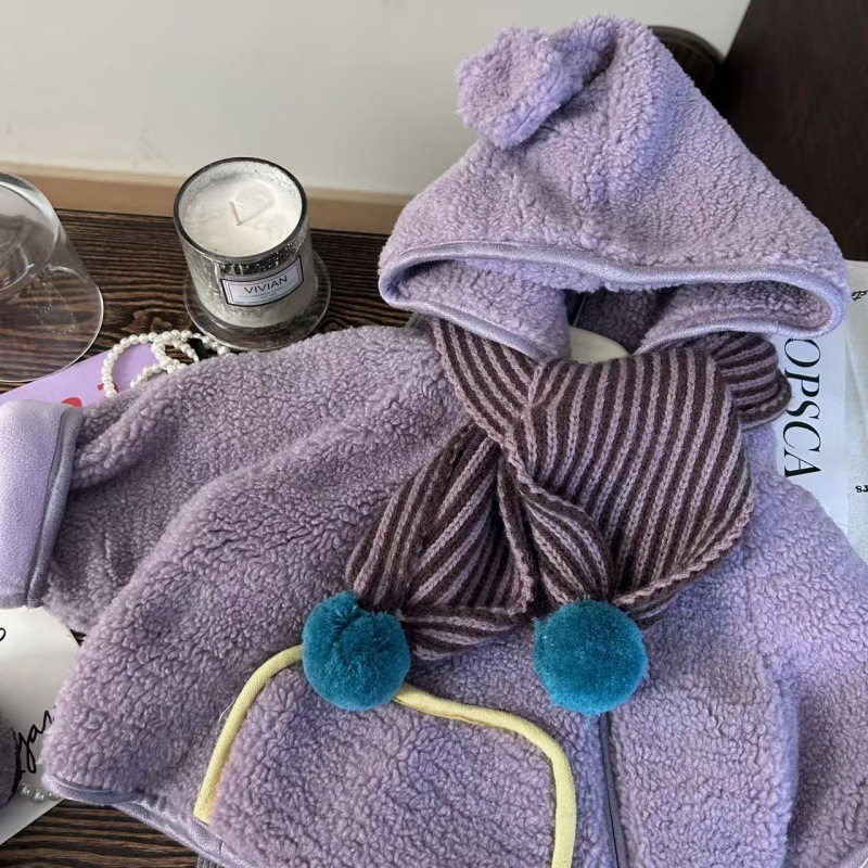 韩版童装冬新款女童羊羔毛两件套