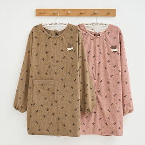 冬季灯芯绒防水防污长袖围裙