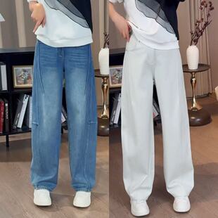 弯刀牛仔裤女2026春季新款窄版直筒裤遮肉显瘦百搭休闲慵懒风长裤