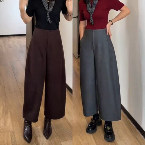 弯刀裤女高腰秋冬款小个子九分裤