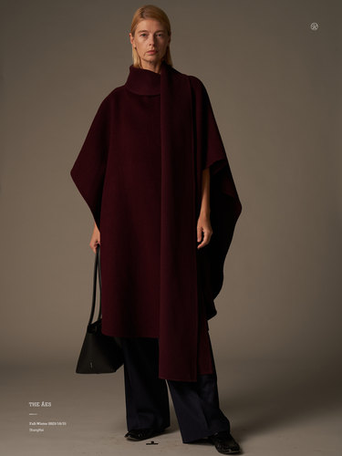 安上羊毛羊驼中长款气质斗篷大衣