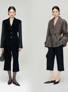 安上THE AES｜盎然诗意 高定丝绒真丝羊毛capri裤从容显瘦