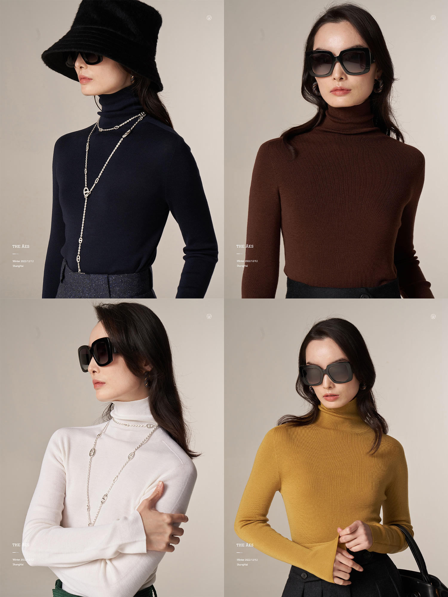 THEAES美丽诺高领套头进口面料