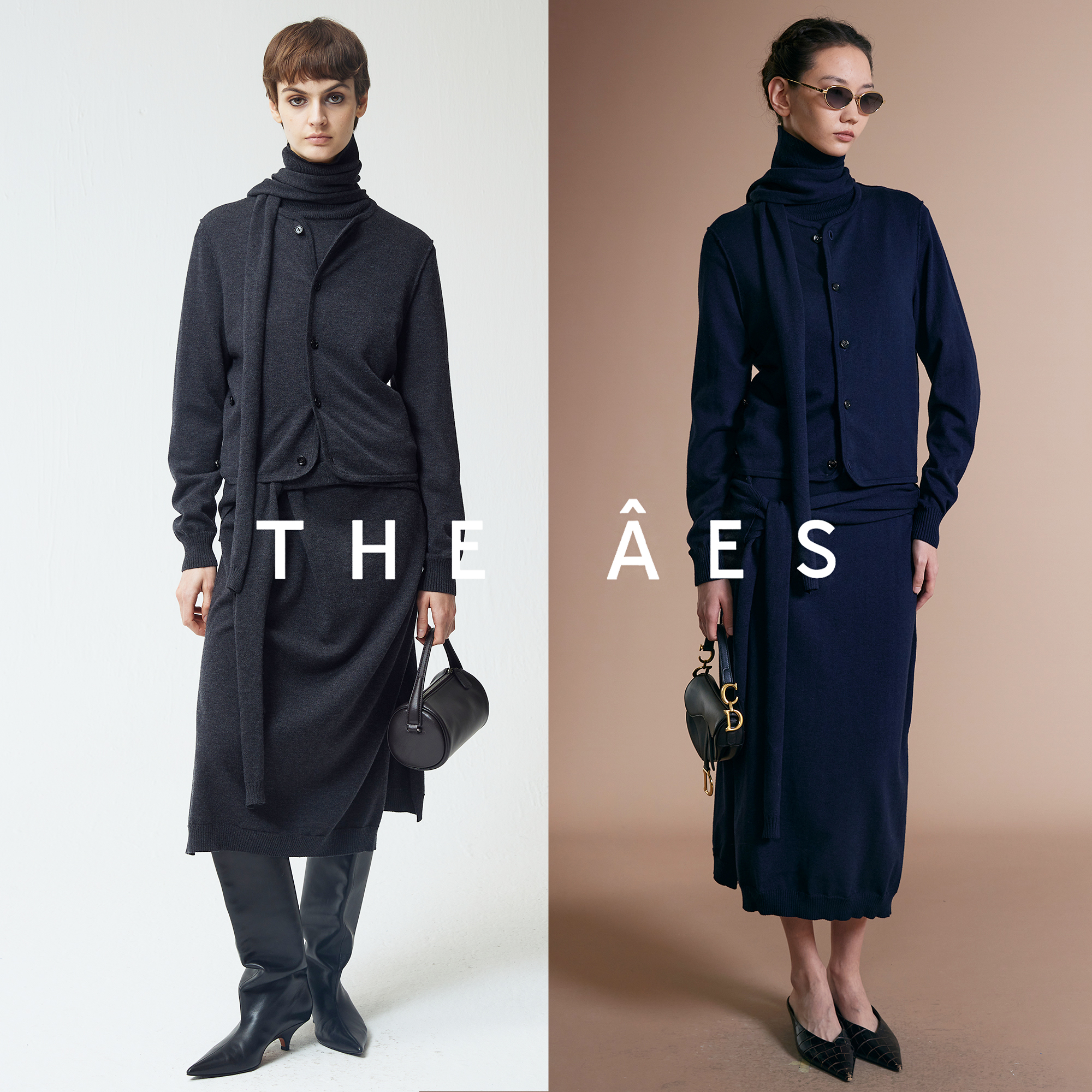 安上THE AES｜古典女作家 静奢氛围LEM@1RE针织开衫针织连衣裙