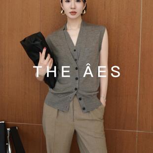 安上THE AES｜德国扬子纱 PR@DA风拼色设计 矜贵智性16针针织开衫