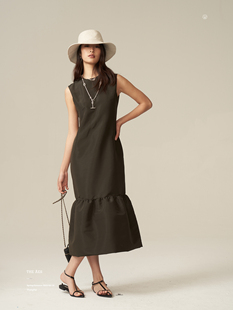 安上THE AES青橄榄之夏慵懒真丝tot背心鱼尾连衣裙半身裙真丝内衬